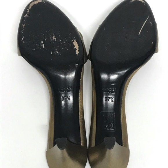 ❌❌SOLD❌❌ GUCCI Hysteria BRONZE Heels LOGO CREST - Picture 7 of 8